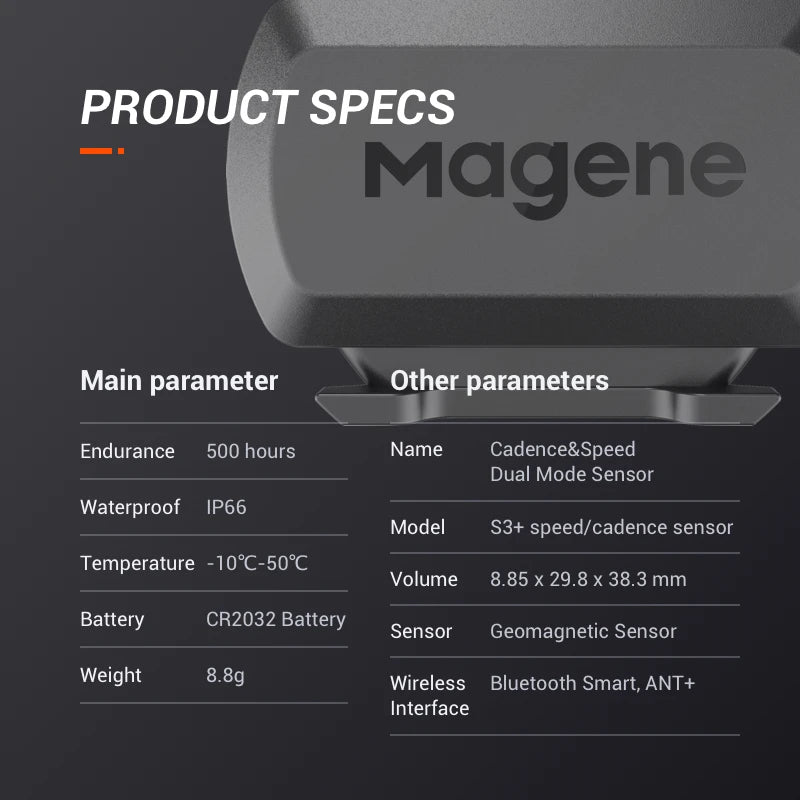 Sensor MAGENE S3+ - Velocidad y Cadencia/ Garmin, IGS, Wahoo