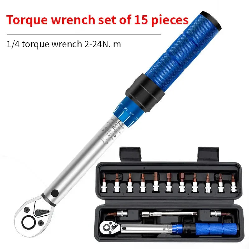 Set llave de torque 15Pcs 1/4" 2-24Nm