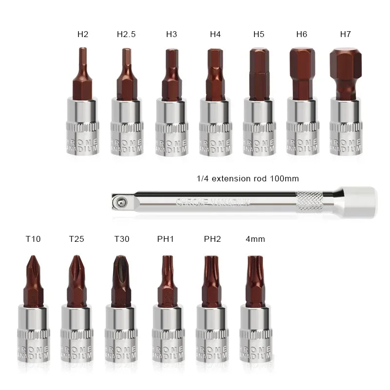 Set llave de torque 15Pcs 1/4" 2-24Nm