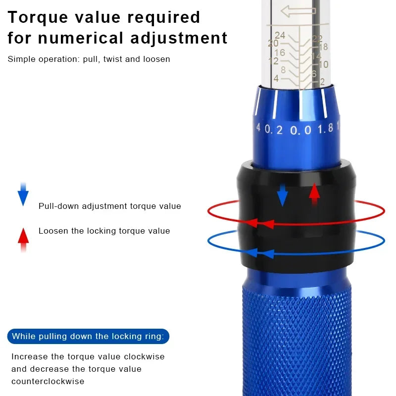 Set llave de torque 15Pcs 1/4" 2-24Nm